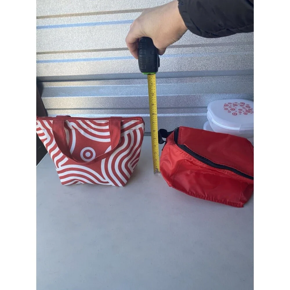 Target Bullseye Lot Insulated Lunch Bag Tote Food Containers Set Red White